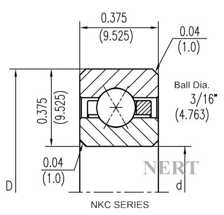 NKC-X(Φ9.525)等截面薄壁四點接觸球軸承剖面圖